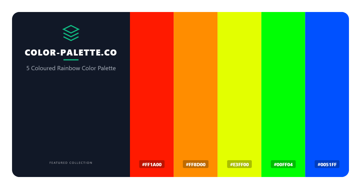 5 Coloured Rainbow Color Palette