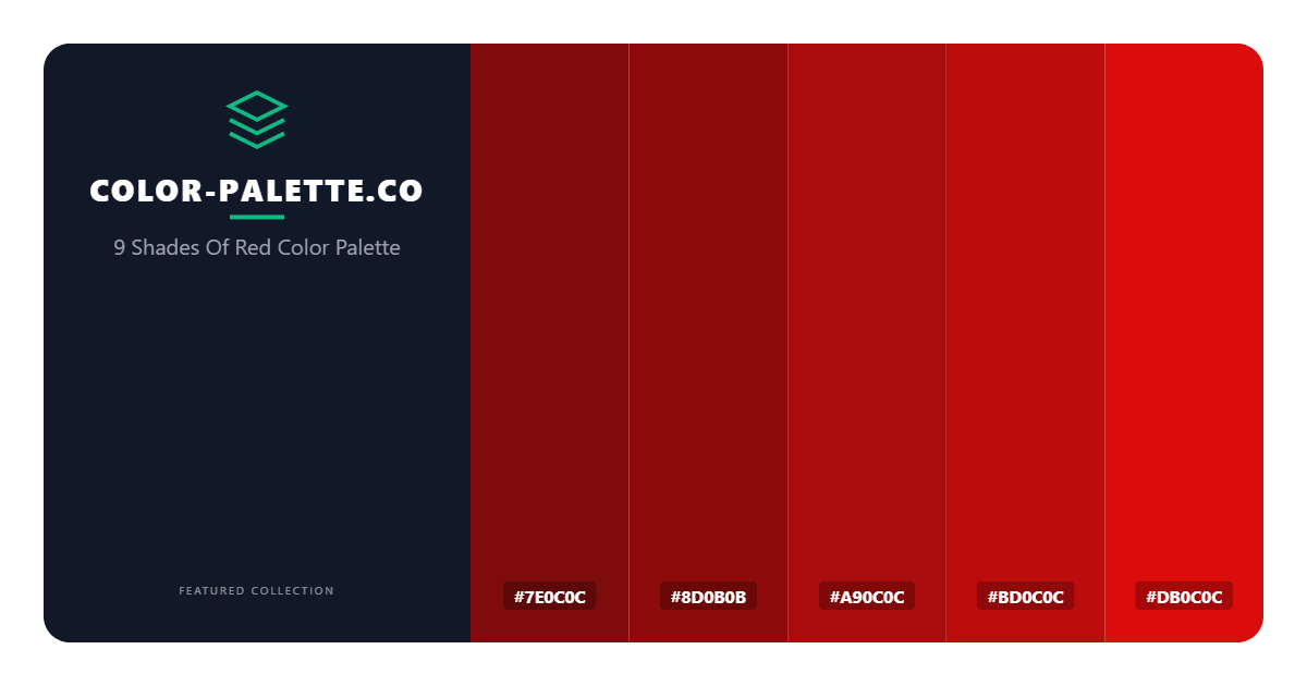 9 Shades Of Red Color Palette