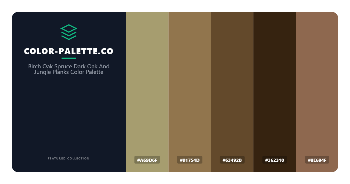 Birch Oak Spruce Dark Oak And Jungle Planks Color Palette