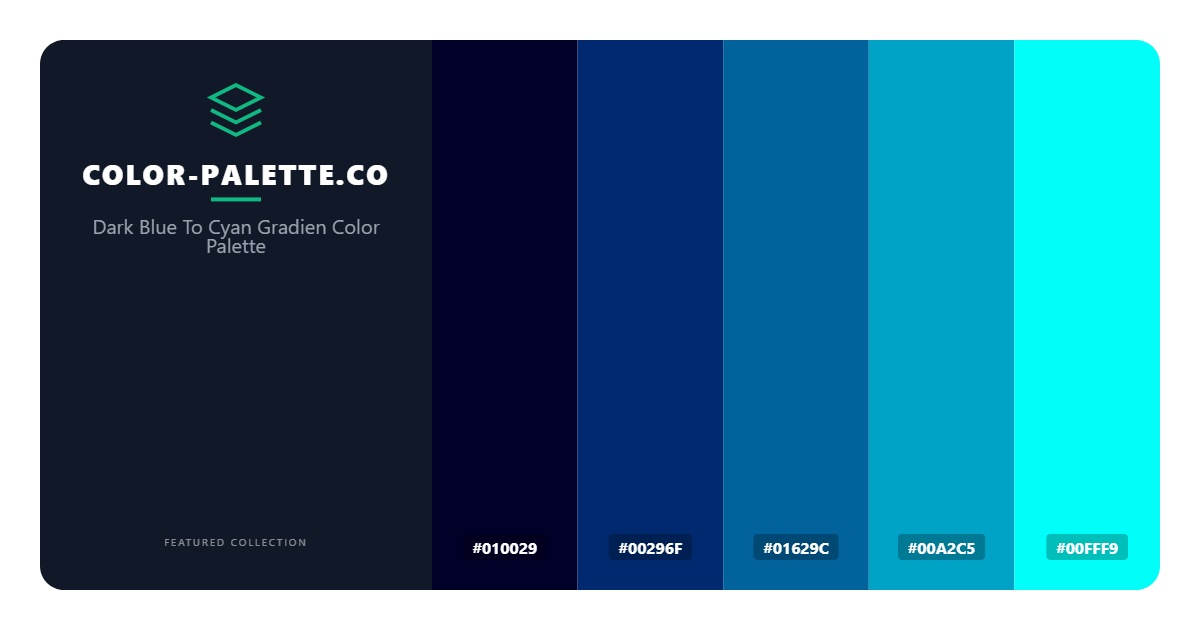 Dark Blue To Cyan Gradien Color Palette
