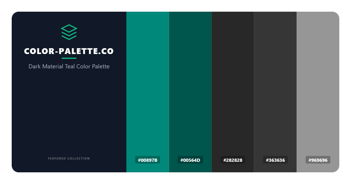 Dark Material Teal Color Palette