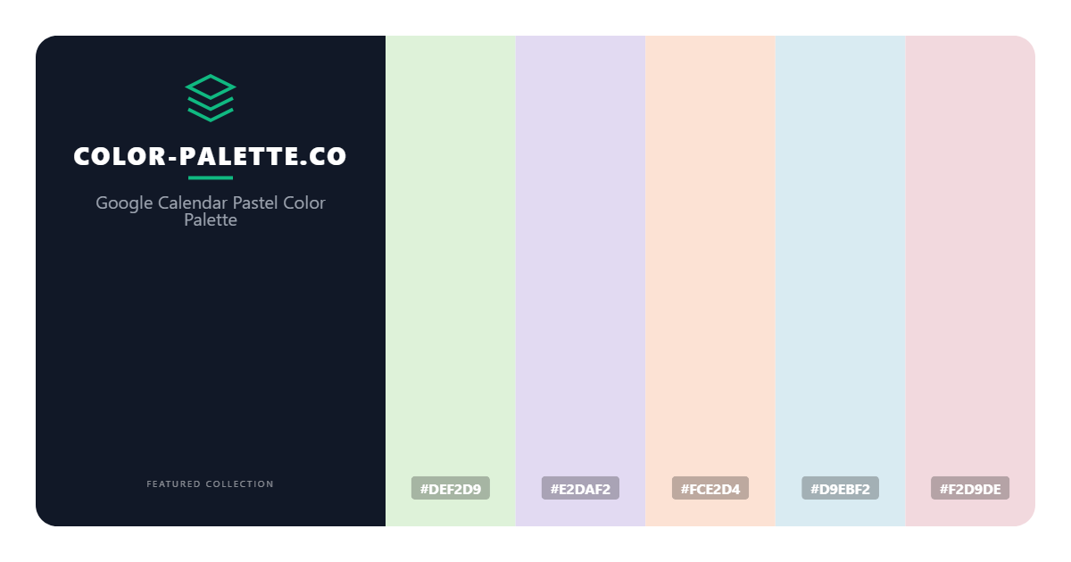 Google Calendar Pastel Color Palette