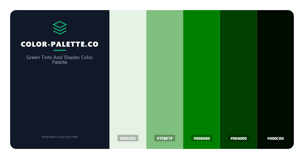 Green Tints And Shades Color Palette