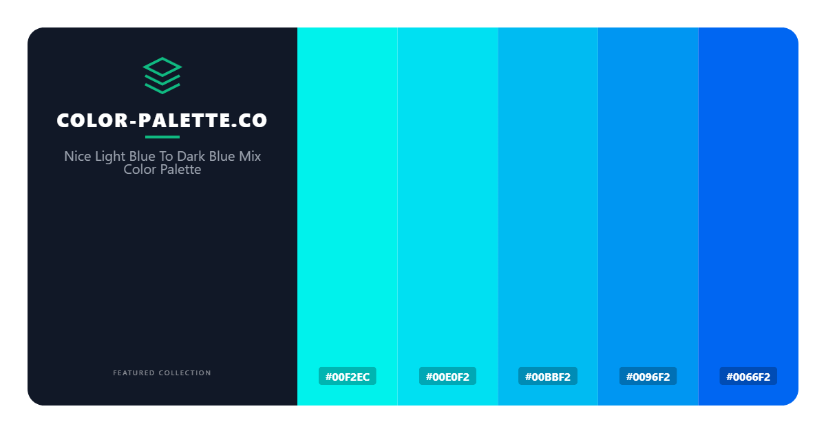 Nice Light Blue To Dark Blue Mix Color Palette