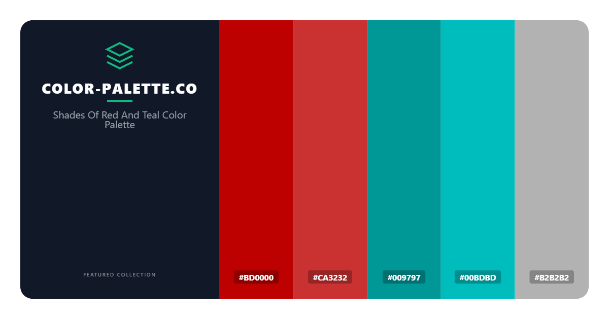 Shades Of  Red And Teal Color Palette