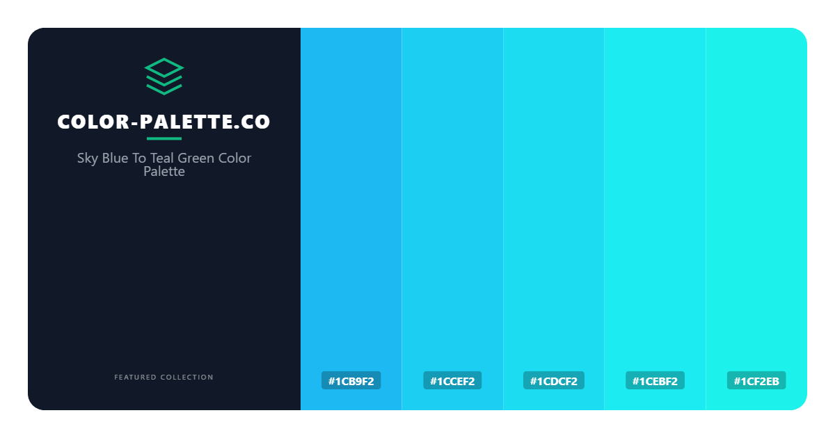 Sky Blue To Teal Green Color Palette